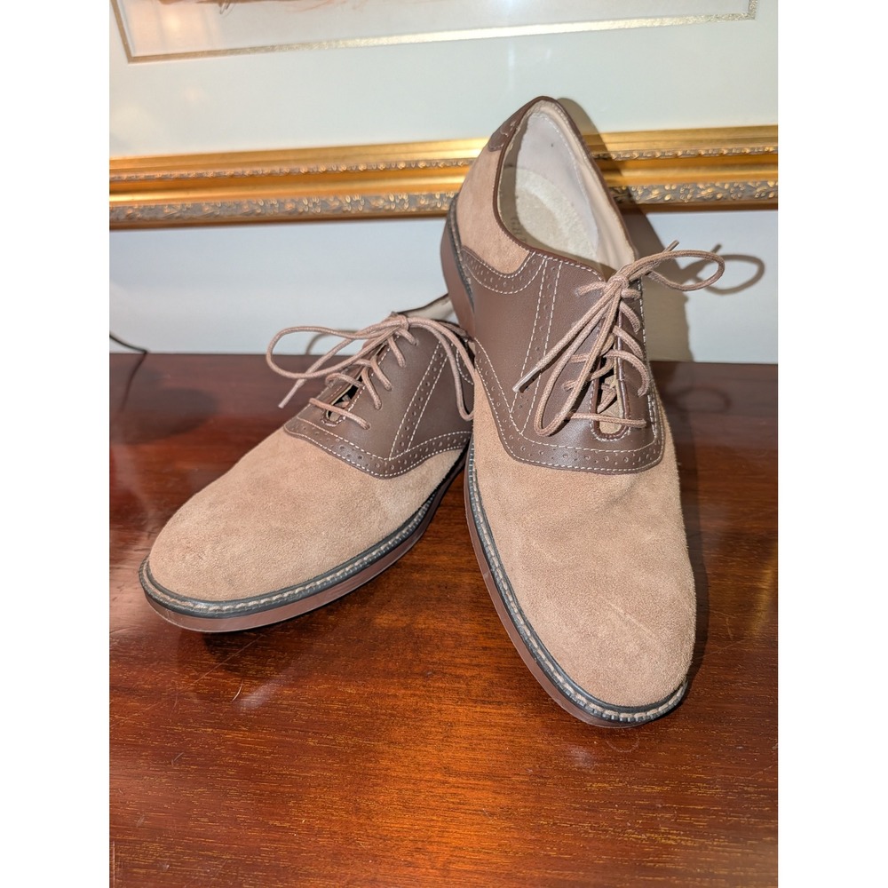 GH Bass Pomona Mens 13D Brown Tan Suede Leather Saddle Oxford Shoes